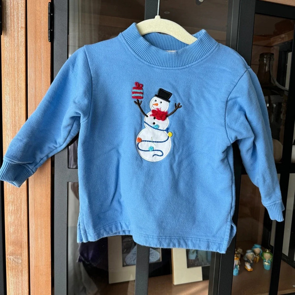 Baby Luigi sweater Snowman Appliqué embroidered 3D fleece crewneck pullover boy - Picture 1 of 5